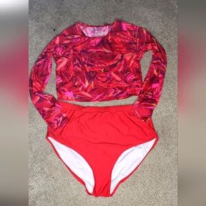 All in Motion Red and Pink Bikini Swimwear